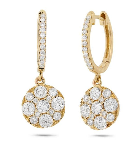 1.30 Ctw 14k Yellow Gold Diamond Cluster Earring