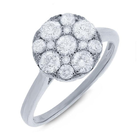 1.10 Ctw 14k White Gold Diamond Cluster Womens Ring