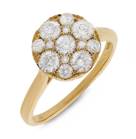 1.10 Ctw 14k Yellow Gold Diamond Cluster Womens Ring