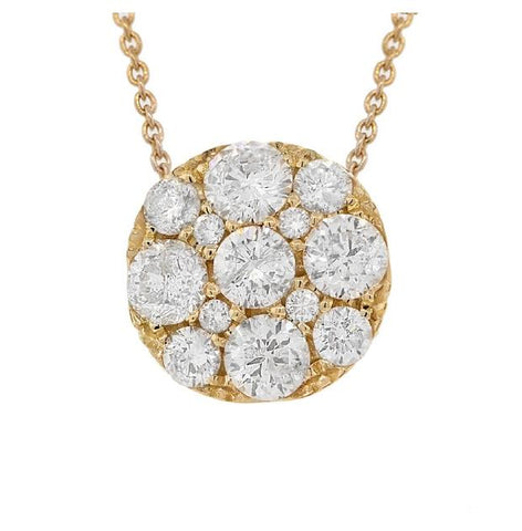 1.15 Ctw 14k Yellow Gold Diamond Cluster Necklace