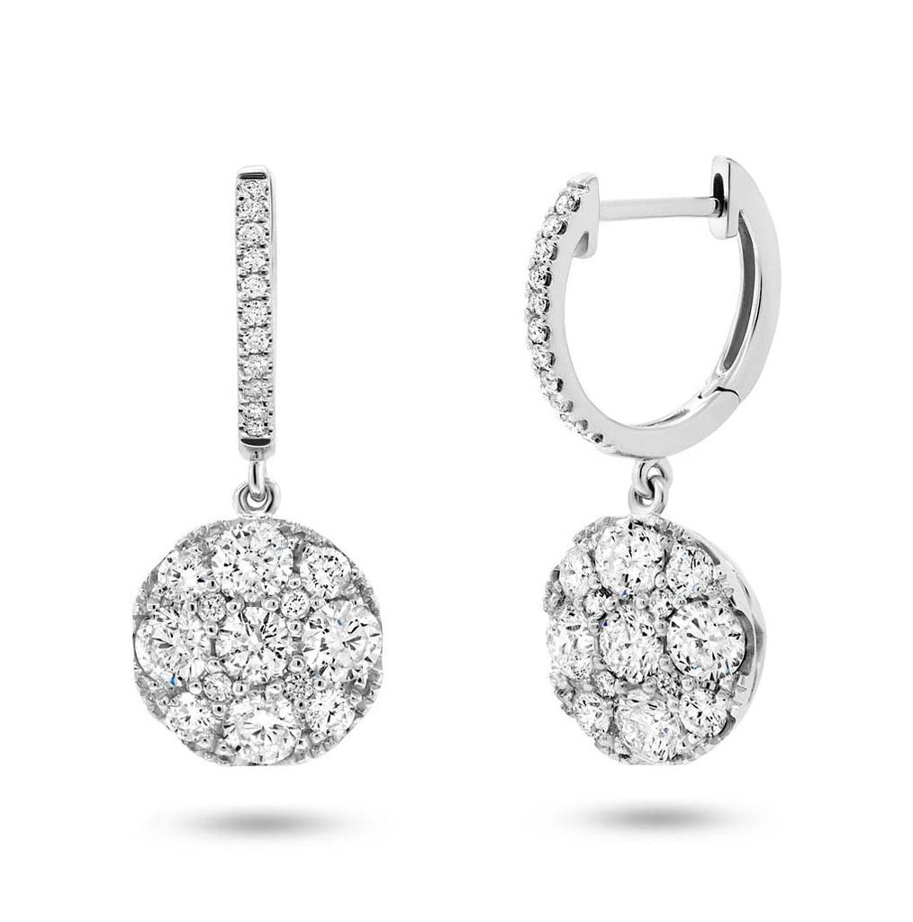 2.20 Ctw 14k White Gold Diamond Cluster Earring