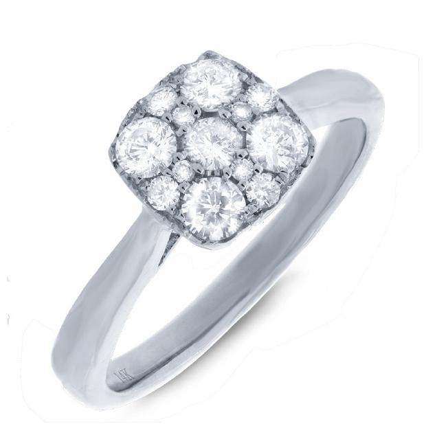 0.60 Ctw 14k White Gold Diamond Cluster Womens Ring