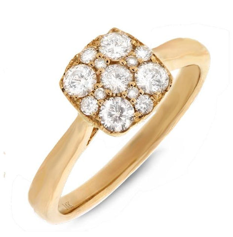 0.60 Ctw 14k Yellow Gold Diamond Cluster Womens Ring