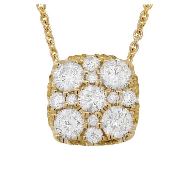 0.55 Ctw 14k Yellow Gold Diamond Cluster Necklace