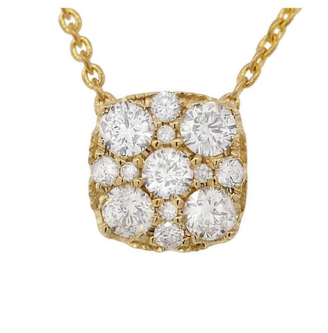 0.30 Ctw 14k Yellow Gold Diamond Cluster Necklace