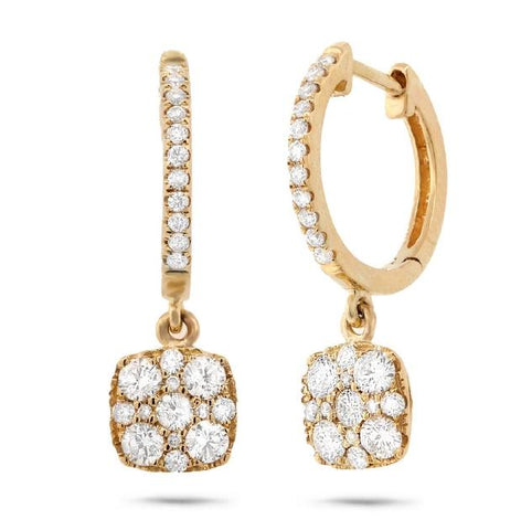 0.70 Ctw 14k Yellow Gold Diamond Cluster Earring