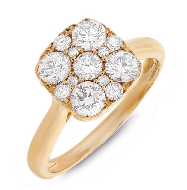 1.20 Ctw 14k Yellow Gold Diamond Cluster Womens Ring