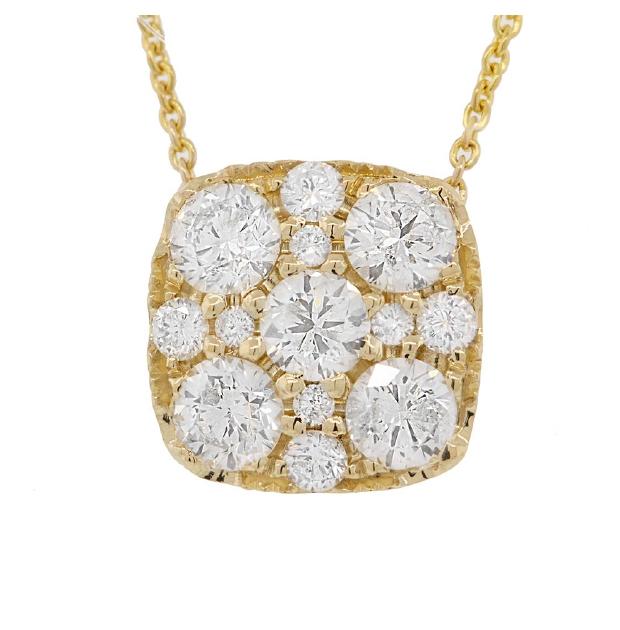 1.00 Ctw 14k Yellow Gold Diamond Cluster Necklace