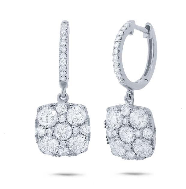 2.45 Ctw 14k White Gold Diamond Cluster Earring