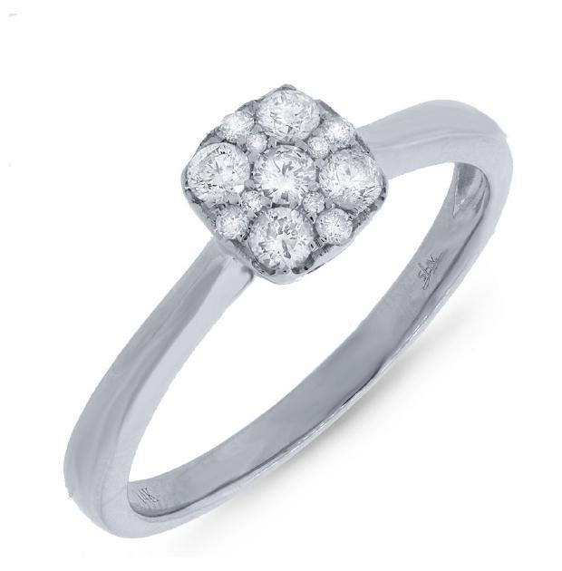 0.30 Ctw 14k White Gold Diamond Cluster Womens Ring