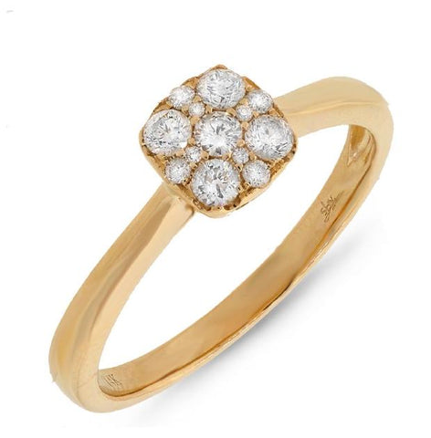 0.30 Ctw 14k Yellow Gold Diamond Cluster Womens Ring