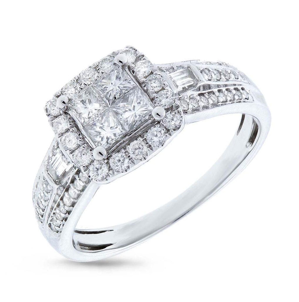 0.84 Ctw 14k White Gold Diamond Invisible Womens Ring Size 4