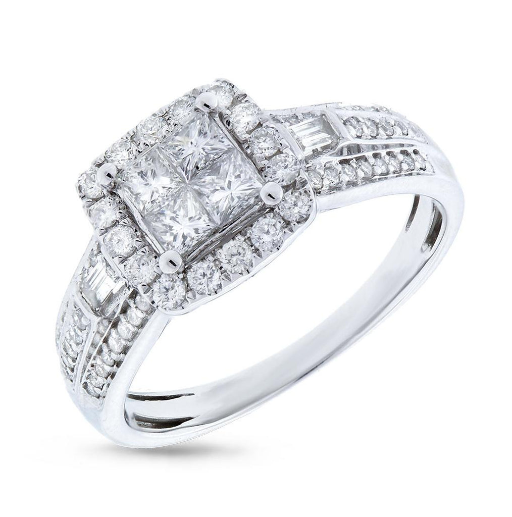 0.84 Ctw 14k White Gold Diamond Invisible Womens Ring