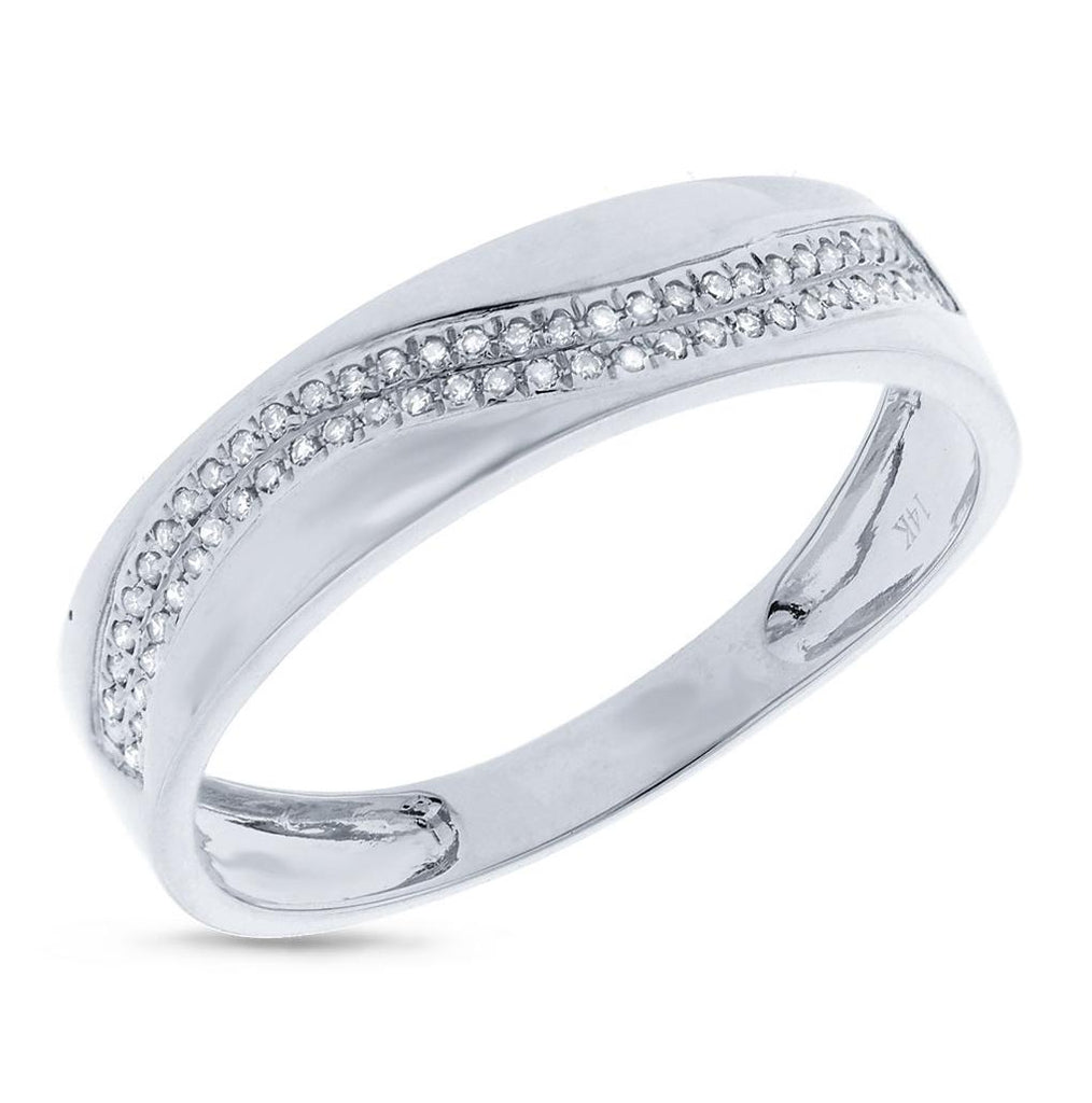 0.14 Ctw 14k White Gold Diamond Mens Band