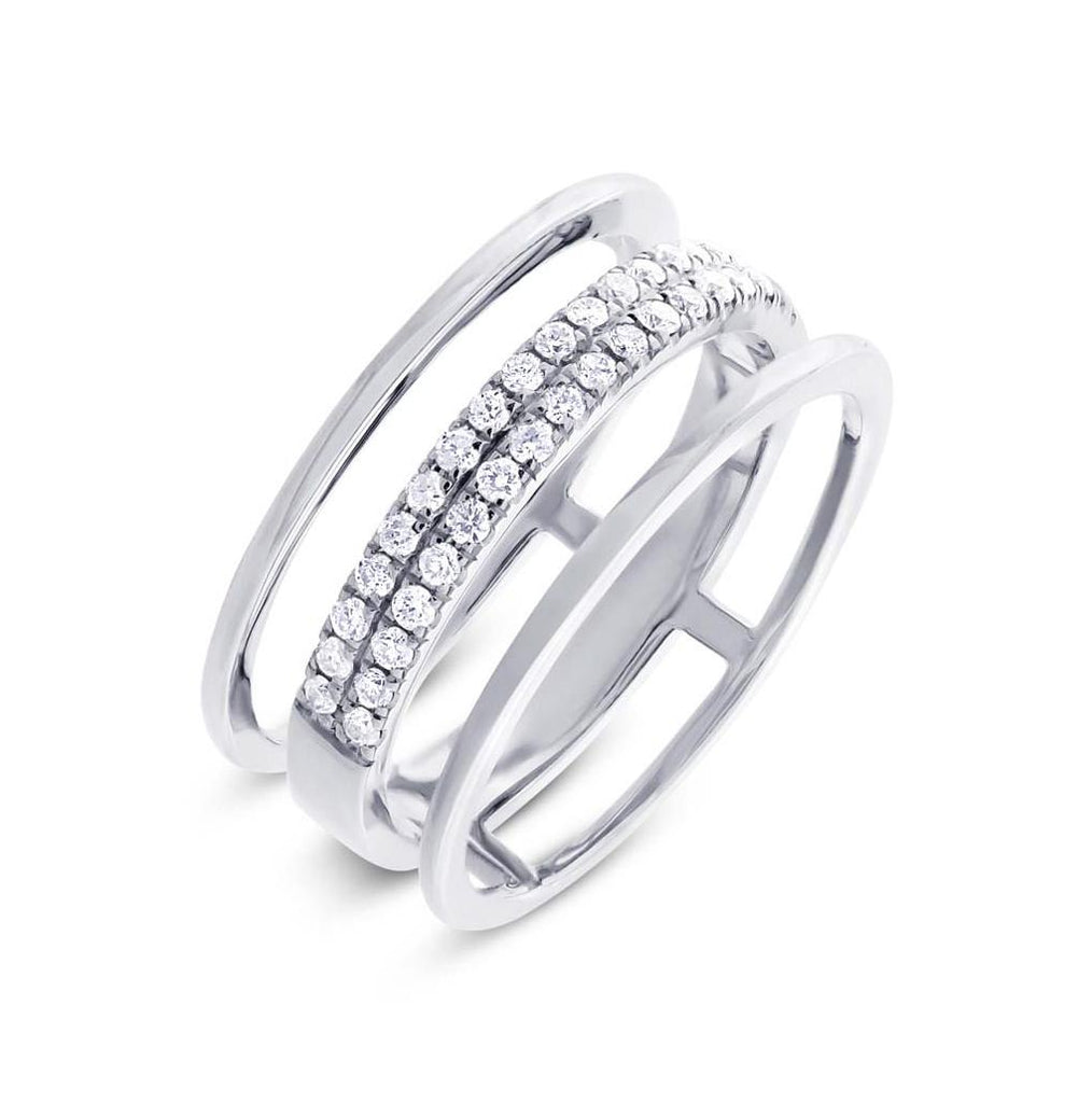 0.34 Ctw 14k White Gold Diamond Womens Ring Size 10