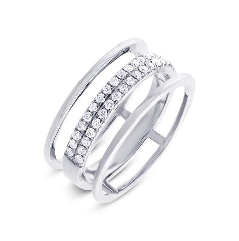 0.34 Ctw 14k White Gold Diamond Womens Ring Size 10