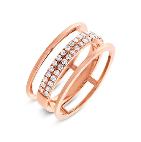 0.34 Ctw 14k Rose Gold Diamond Womens Ring Size 6