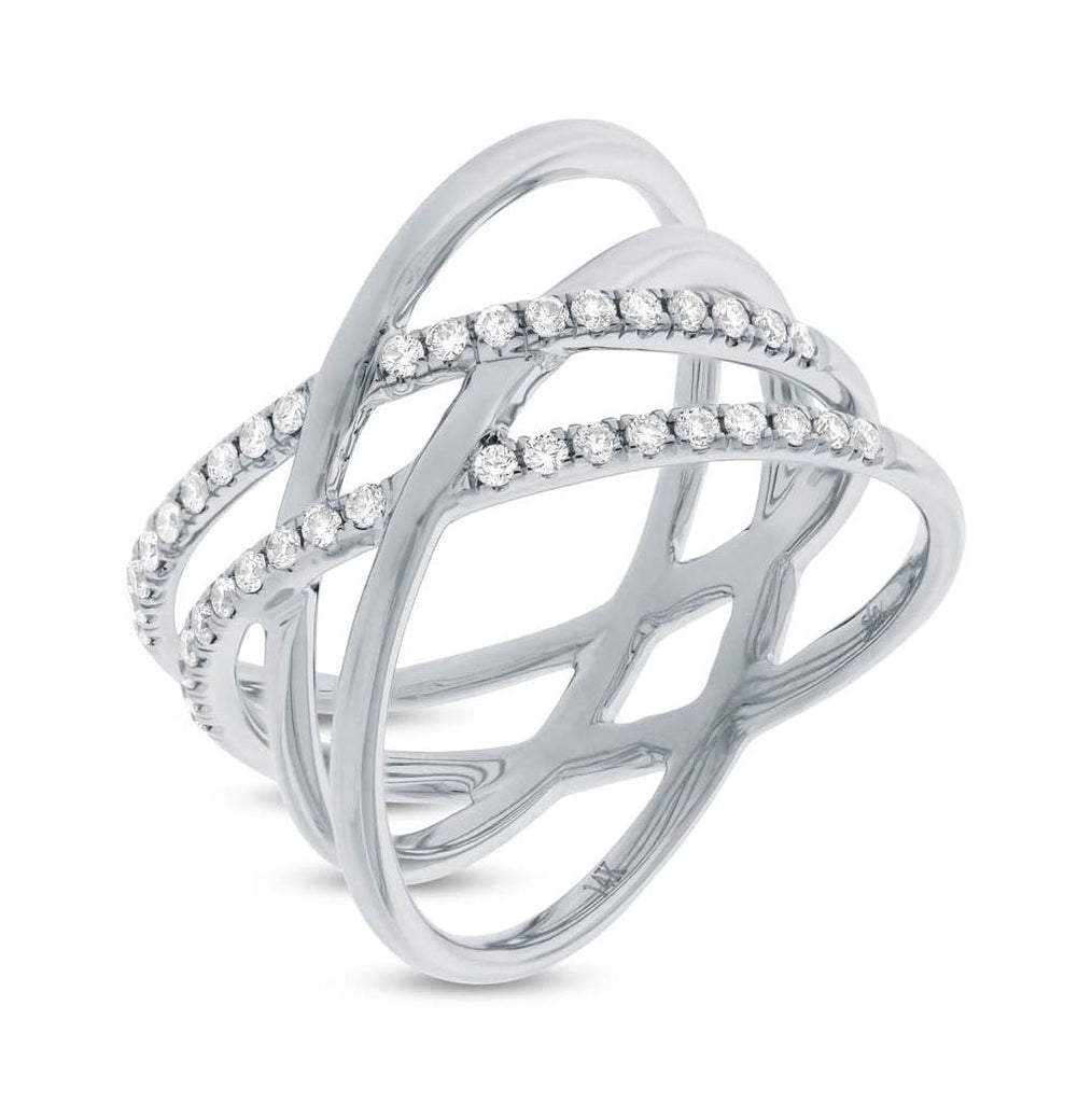 0.34 Ctw 18k White Gold Diamond Bridge Ring