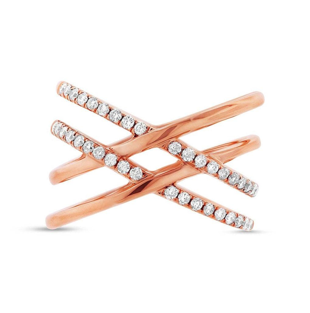 0.34 Ctw 14k Rose Gold Diamond Bridge Ring Size 8