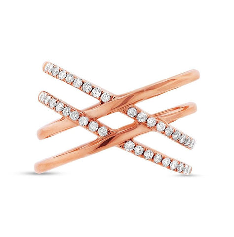 0.34 Ctw 14k Rose Gold Diamond Bridge Ring Size 8