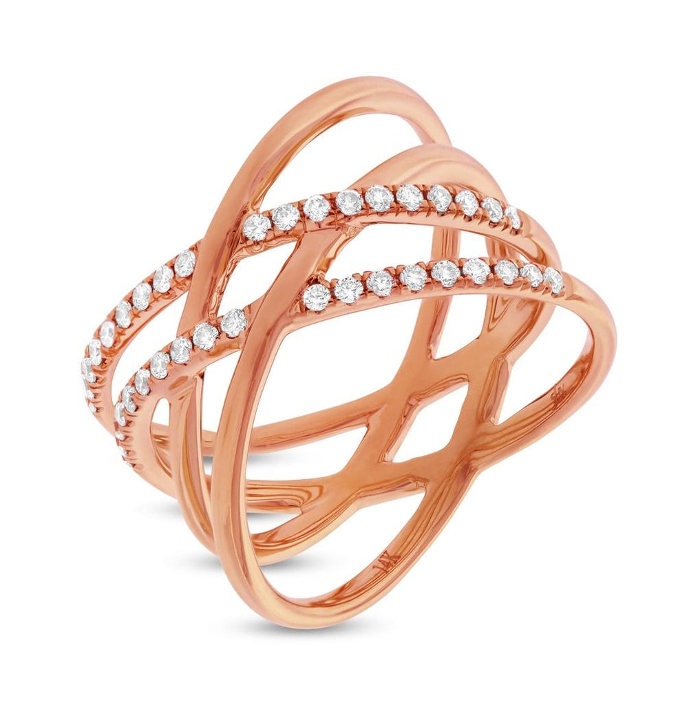 0.34 Ctw 14k Rose Gold Diamond Bridge Ring