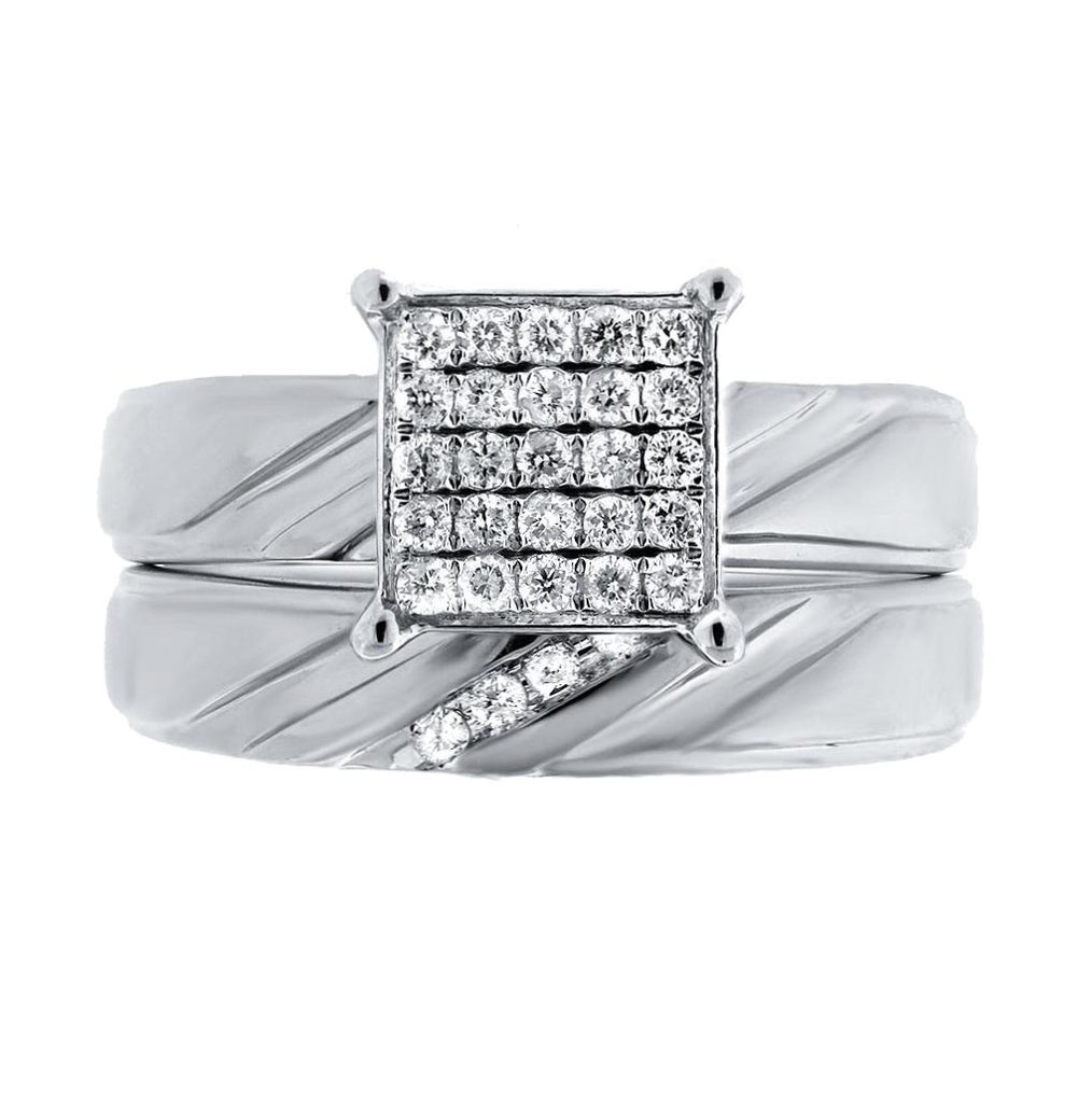 0.26 Ctw 14k White Gold Diamond Wedding Set Pave