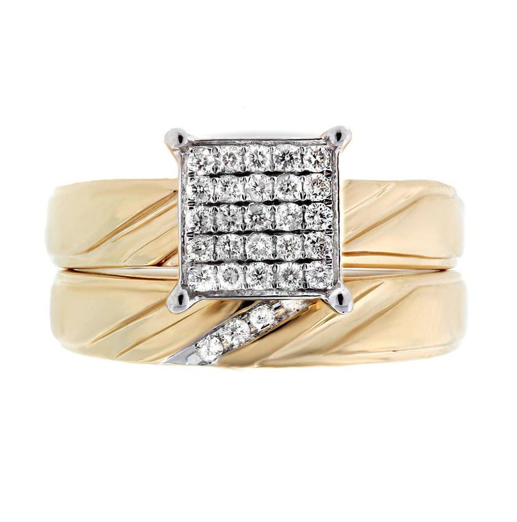 0.26 Ctw 14k Yellow Gold Diamond Wedding Set Pave