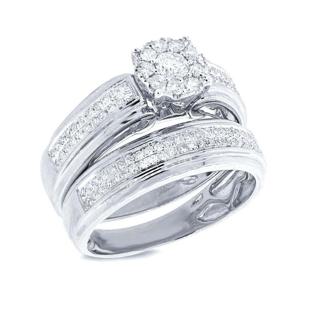 0.61 Ctw 14k White Gold Diamond Wedding Set