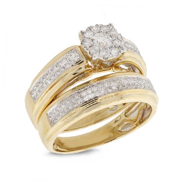 0.61 Ctw 14k Yellow Gold Diamond Wedding Set