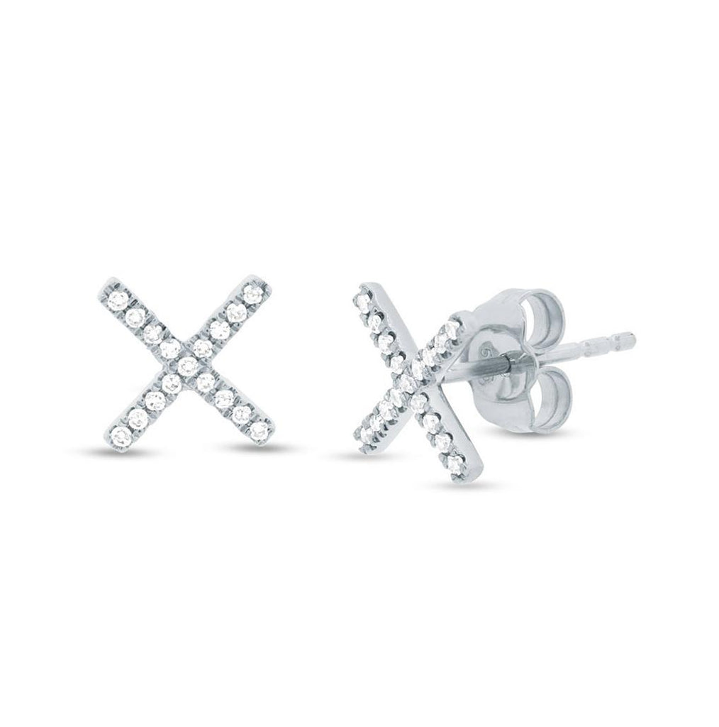 0.11 Ctw 14k White Gold Diamond "x" Stud Earring