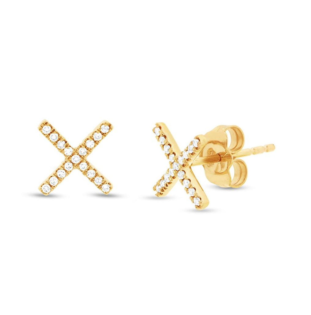 0.11 Ctw 14k Yellow Gold Diamond "x" Stud Earring