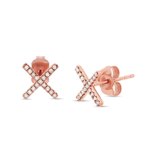 0.11 Ctw 14k Rose Gold Diamond "x" Stud Earring