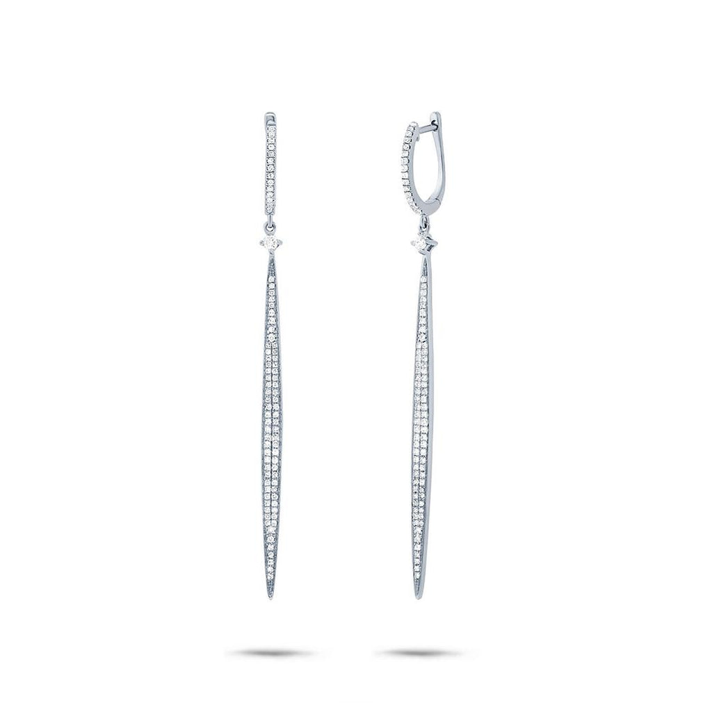 0.52 Ctw 14k White Gold Diamond Bar Earring