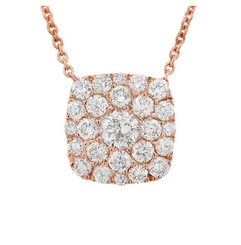 0.55 Ctw 14k Rose Gold Diamond Cluster Necklace