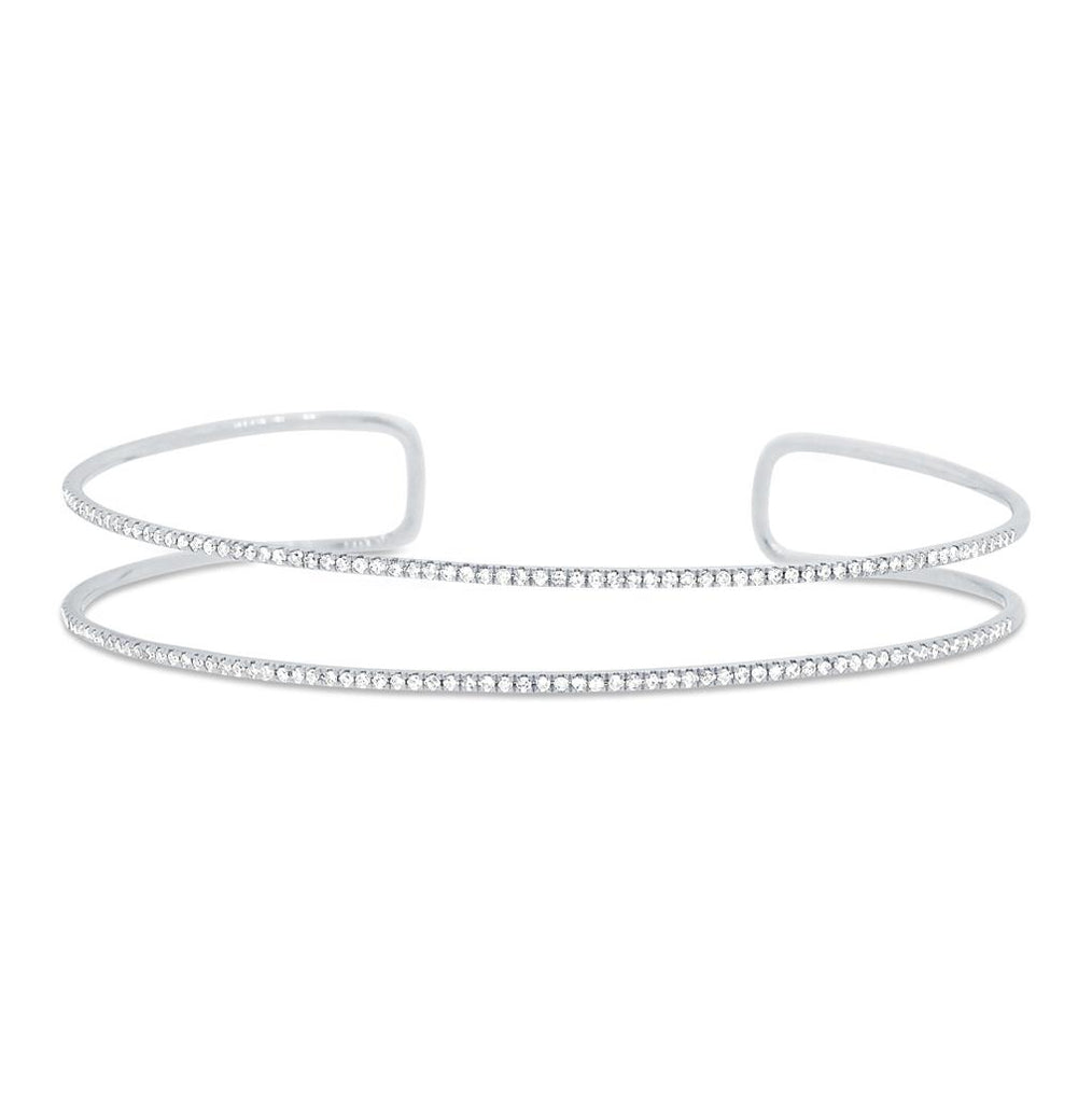 0.49 Ctw 14k White Gold Diamond Bangle Bracelet