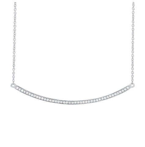 0.13 Ctw 14k White Gold Diamond Bar Necklace