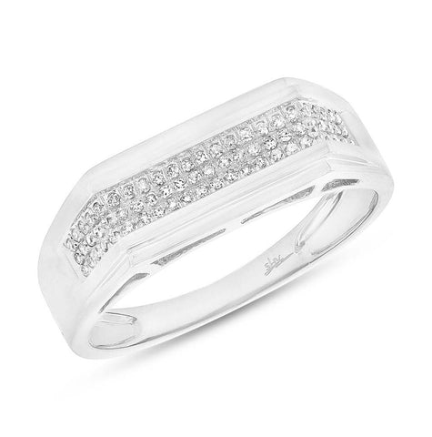 0.19 Ctw 14k White Gold Diamond Mens Wedding Band Ring