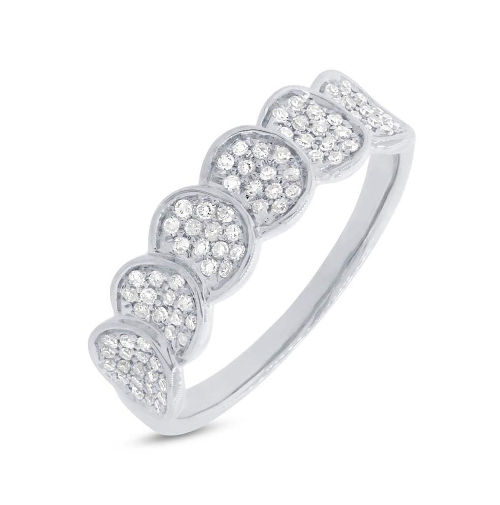 0.28 Ctw 14k White Gold Diamond Pave Womens Ring Size 6.75