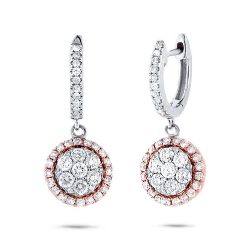 0.93 Ctw 14k Two-tone Rose Gold Diamond Cluster Earring