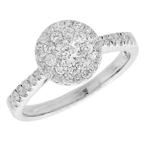 0.65 Ctw 14k White Gold Diamond Cluster Womens Ring