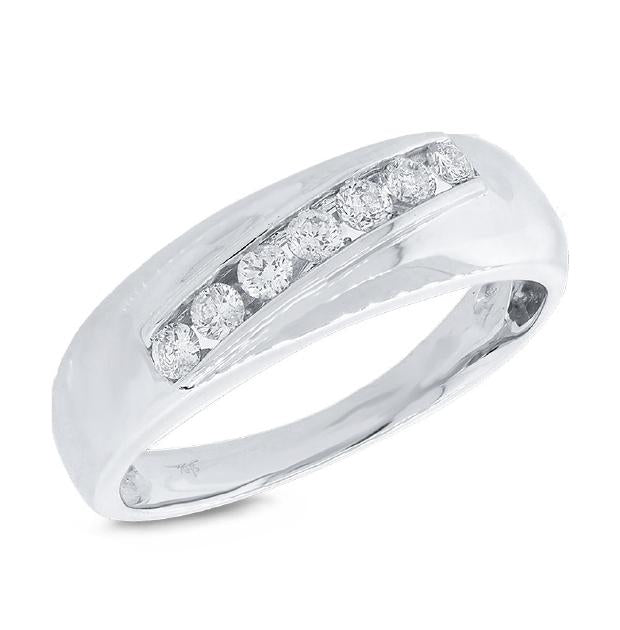 0.37 Ctw 14k White Gold Diamond Mens Band