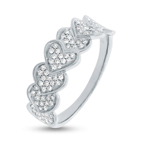 0.30 Ctw 14k White Gold Diamond Pave Heart Womens Ring