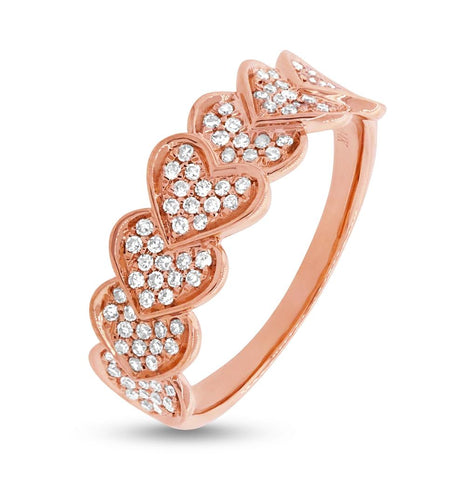 0.30 Ctw 14k Rose Gold Diamond Pave Heart Womens Ring