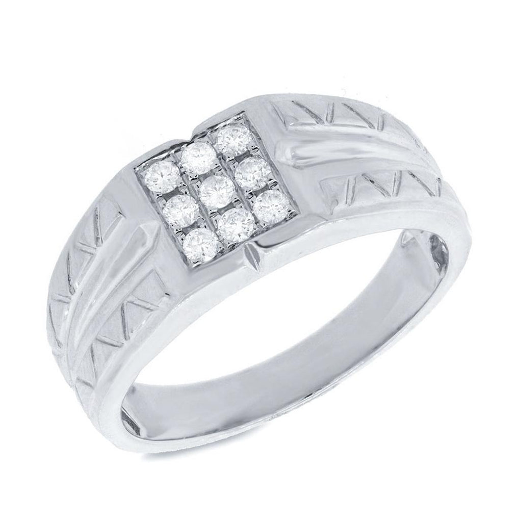 0.29 Ctw 14k White Gold Diamond Mens Wedding Band Ring