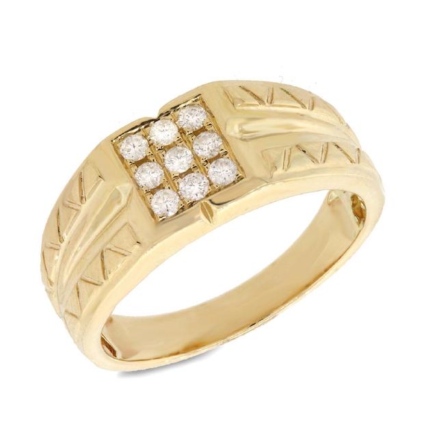 0.29 Ctw 14k Yellow Gold Diamond Mens Wedding Band Ring