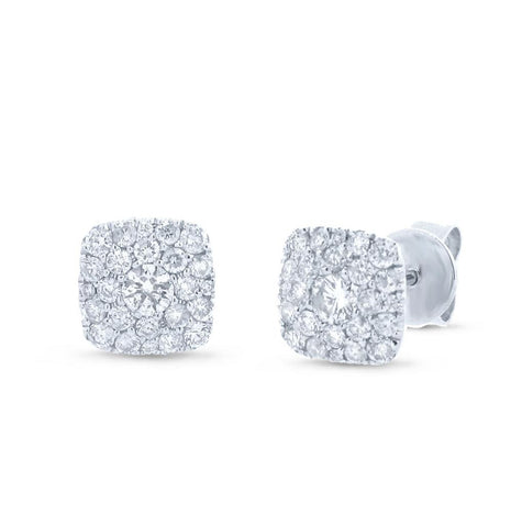 0.53 Ctw 14k White Gold Diamond Cluster Earring