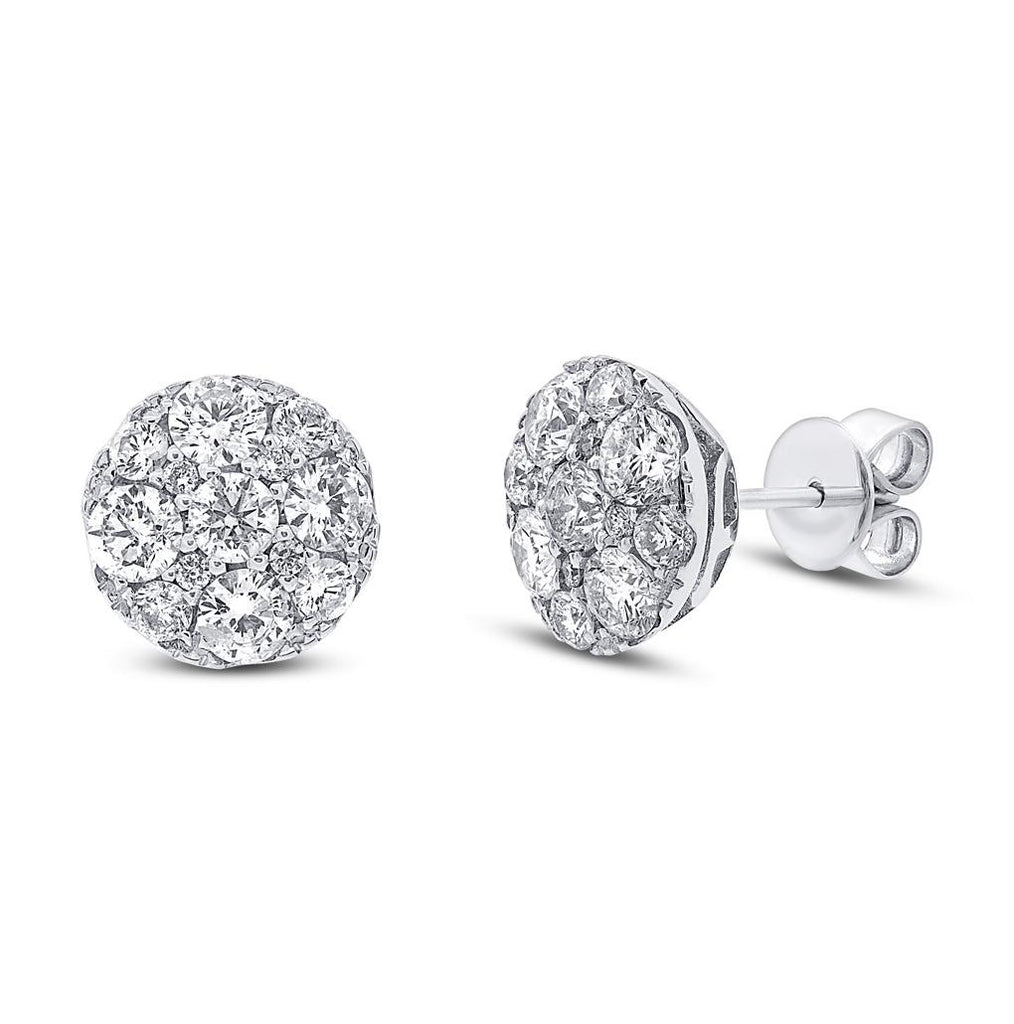 2.00 Ctw 14k White Gold Diamond Cluster Earring