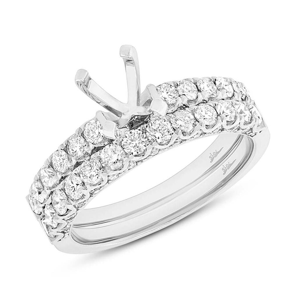 1.37 Ctw 14k White Gold Diamond Semi-mount Ring 2-pc