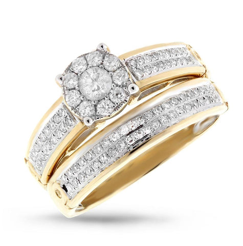 0.54 Ctw 14k Yellow Gold Diamond Wedding Set