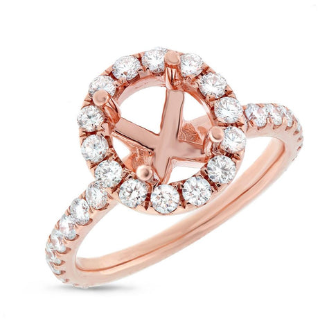 0.90 Ctw 14k Rose Gold Diamond Semi-mount Ring